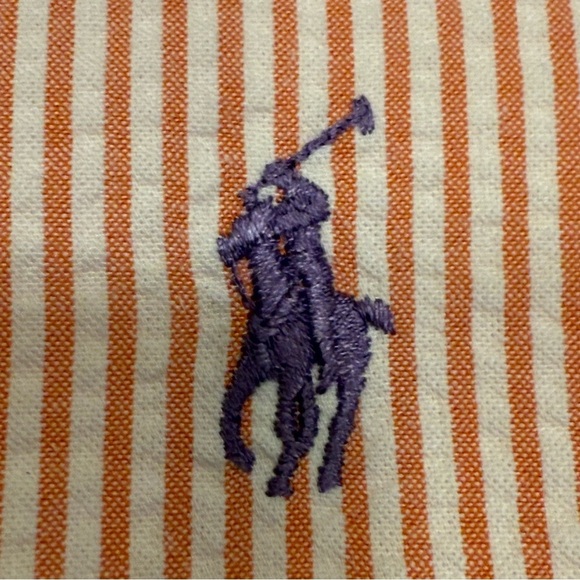 Ralph Lauren Seersucker Shirt Mens Sz M short sleeve button down Pink/white - Picture 10 of 11